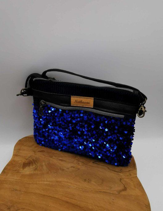 Pochette sequin bleu électrique