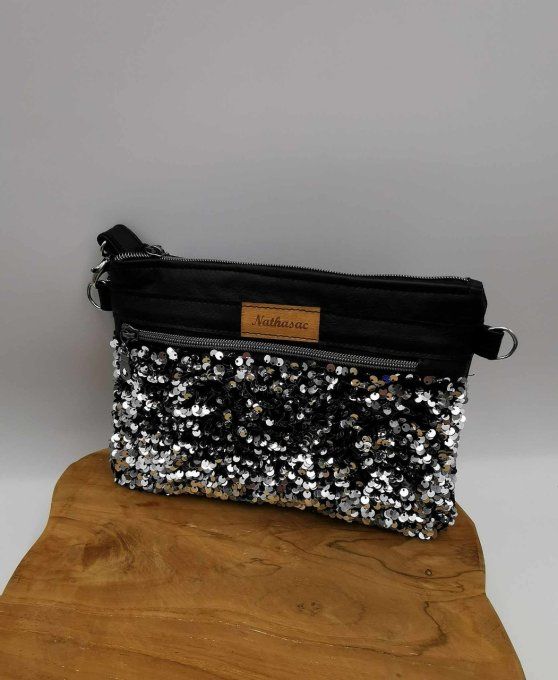 Pochette sequins argenté