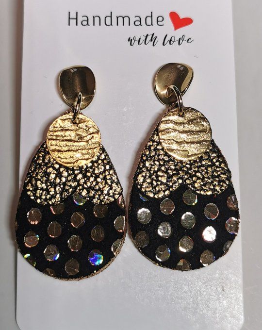 Boucles d oreilles  en cuir modèle Inès ref BO23-14