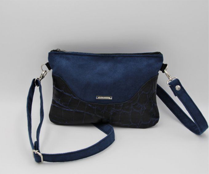 Pochette Annabelle en cuir et suédine bleu réf : P20-86